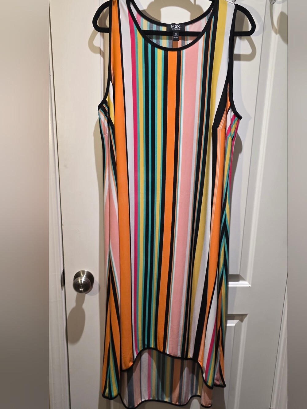 MSK Multicolor Vertical-Stripe Sleeveless Midi Dress